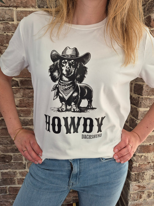 Dames t-shirt Howdy Dachshund langhaar