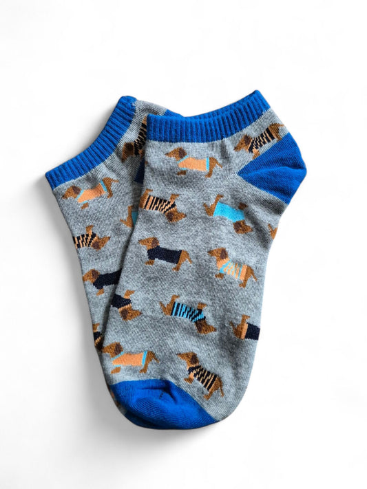 Teckel enkelsokken grijs/blauw 35-38