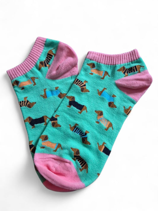 Teckel enkelsokken mint/roze 35-38