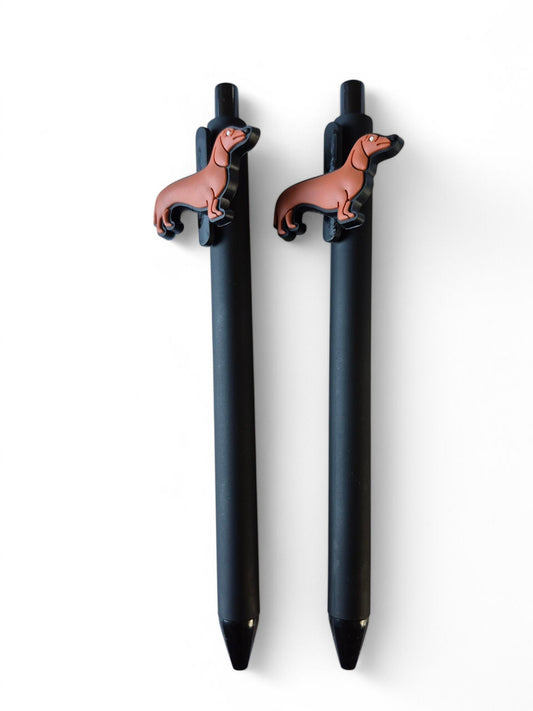 Set van twee teckelpennen met 'rode' teckel