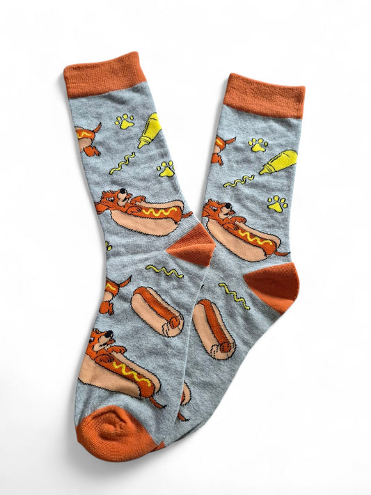 Unisex teckel sokken ´hotdog´