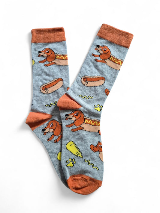 Unisex teckel sokken ´hotdog´