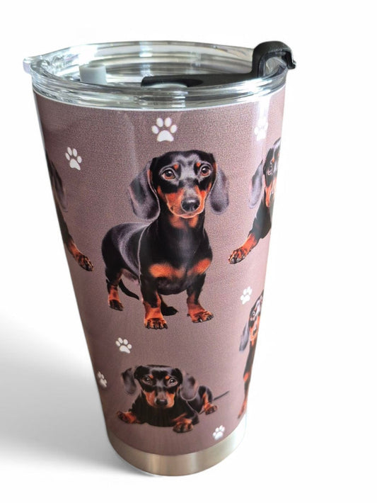 Coffee to go thermosbeker black & tan teckels