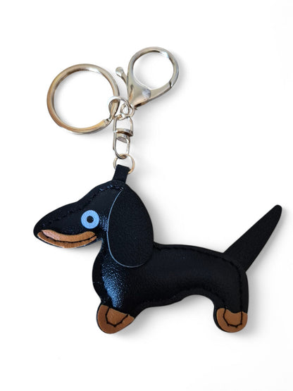 Leuke lederlook teckel sleutelhanger