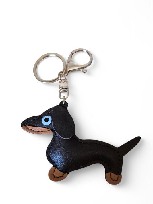 Leuke lederlook teckel sleutelhanger