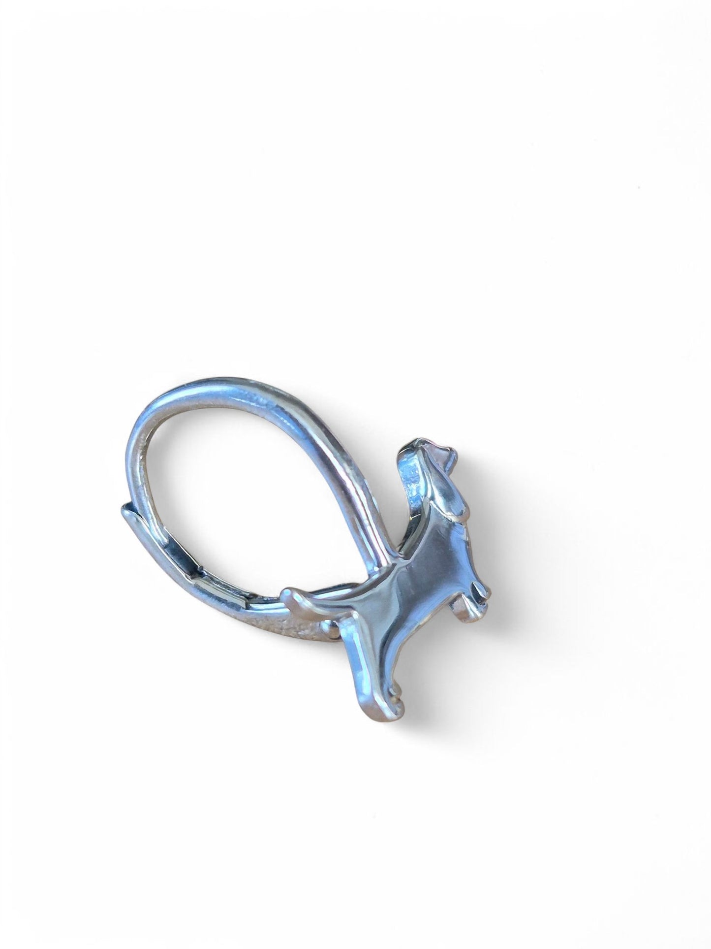 Zilveren teckel oorhangers met cadeauzakje