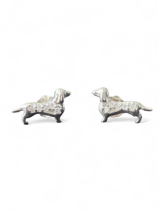 Fijne sterling silver teckel oorstekers