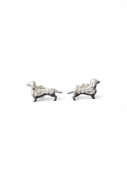 Fijne sterling silver teckel oorstekers